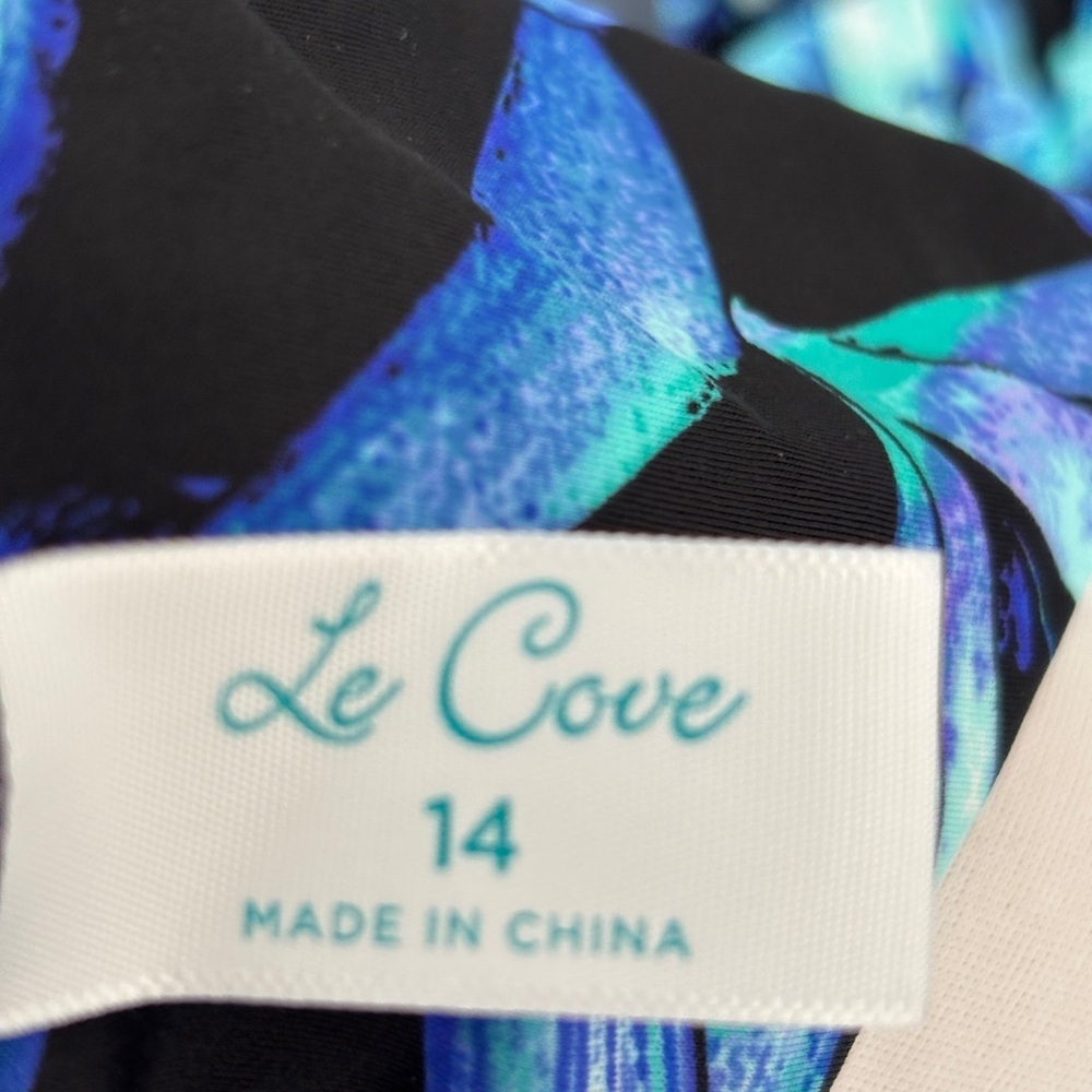 NWT Le Cove Floral Blue & Green One Piece Swimsuit Size 14 (Large L)  SKU 25 - Picture 5 of 8
